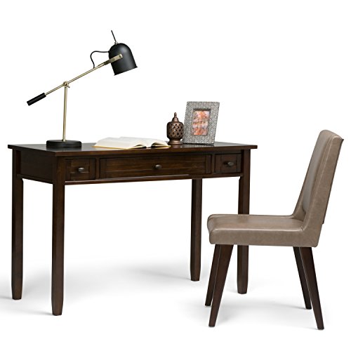 SIMPLIHOME Warm Shaker SOLID WOOD Rustic Modern 48 inch Wide Home Office Desk, Writing Table, Workstation, Study Table Furniture in Tobacco Brown with 2 Drawerss
