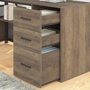 HSH Rustic L-Shaped Home Office Desk with Drawers - 59 Inch