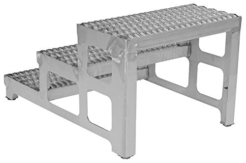 Vestil Stainless Steel Adjustable Step Mate Stand 3 Step 500 lb. Capacity Silver