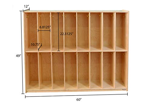 Contender 16-Section Classroom Coat Locker & Backpack Hanger, Daycare Cubby Coat Rack, Cubicle Coat Hanger For Office, School, Kindergarten, Montessorri