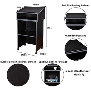 OEF Furnishings Combo Lectern and AV Cart/Lectern Base, Black