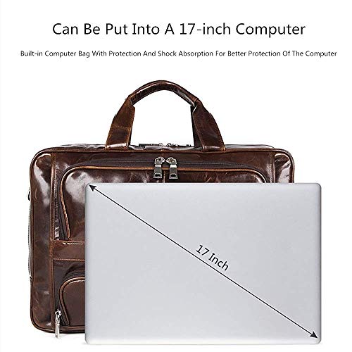 Xinmier Laptop Messenger Bag European and American Retro Business Briefcase Large Men's Leather Handbag 17 Inch Computer Briefcase for Business (Color : Brown, Size : 44.5x16x31cm)
