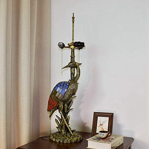 Xihe Tiffany Antique Table Lamp 20" Female Bird Desk Lamp