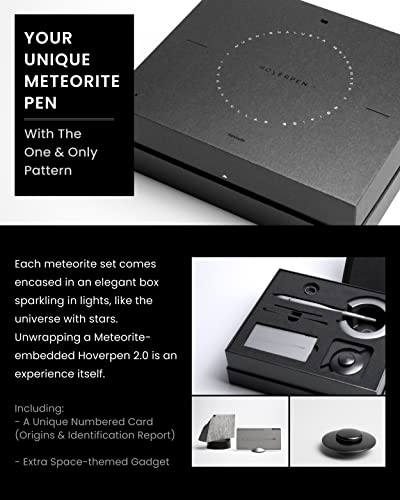 Novium Hoverpen 2.0 - Futuristic Luxury Pen, Professional Pen, Unique Aesthetic, Stunning Executive Pen Freely Suspended to Spin, Cool Gadgets, Modern Decor (Starlight Silver, Meteorite Embedded)