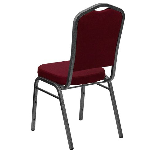 LIVING TRENDS Marvelius Crown Back Banquet Chair 20 Pack - Burgundy Fabric/Silver Vein Frame