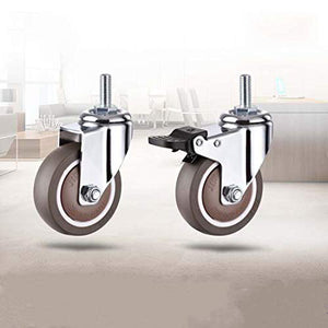 IkiCk Heavy Duty Swivel Caster Wheels Set - 4Pcs, M12x25mm Threaded Stem, TPE Rubber, Brake Option