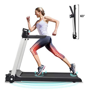 Folding Treadmills for Home, FISUP Foldable Treadmill Walking Pad with LED Display, Phone Holder, Speed Control Handle & Transport Wheel for Running, Jogging, Home, Gym, Office, Black