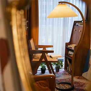 None Medieval Floor Lamp Nordic Retro Pleated Lampshade Bedroom Living Room