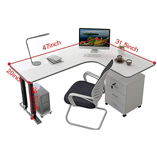DIANAR L-Shaped Corner Desk, 47inch PC Computer Gaming Student Study Desk,Home Office Writing Workstation Corner Desks for Small Space
