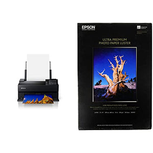 Epson SureColor P700 13-Inch Printer,Black & Ultra Premium Photo Paper Luster (13x19 Inches, 50 Sheets) (S041407),White