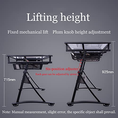 EESHHA Adjustable Drafting Table with Tempered Glass and Drawers