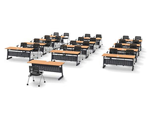 Team Tables Folding Training Seminar Classroom Tables with Industrial Caster Z-Base - Model 5654, Beech Finish