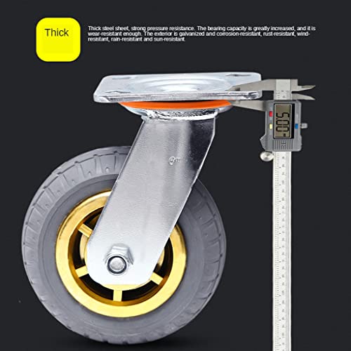 8 inch Heavy Duty Swivel Casters with Brake - Silent Rubber Furniture Trolley for Office Chairs