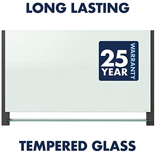 Quartet Glass Whiteboard, Magnetic Dry Erase White Board, 50" x 28", Wide Format with Invisible Mount, Black Aluminum Frame, Evoque (G5028BA)