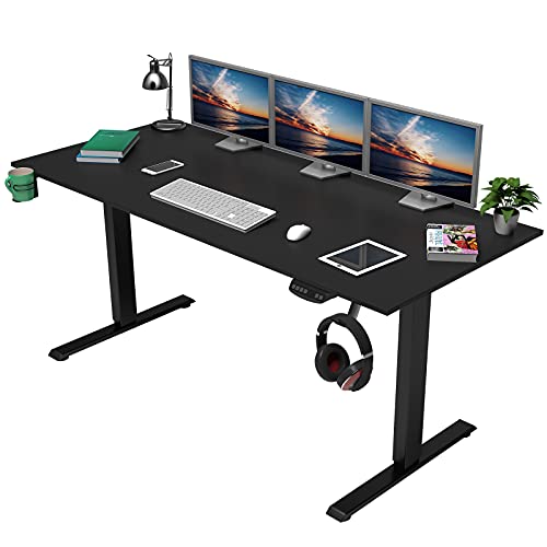 OUTFINE Electric Dual Motor Standing Desk with Black 63" Desktop - 220lbs Load