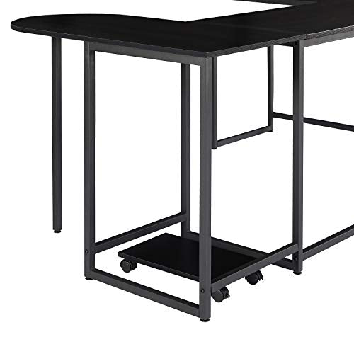 Merax U-Shaped Computer, Industrial Corner Writing CPU Stand, Gaming Table Workstation Home Office Desk, 78.7" L x 47" W x 30.1" H, Black