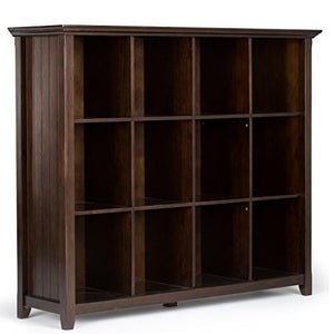 Simpli Home AXWELL3-015 Acadian Solid Wood 48 inch x 57 inch Rustic 12 Cube Storage in Tobacco Brown