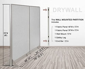 GOF Wall Mounted Office Partition, Large Fabric Room Divider Panel - 78" W x 72" H by GOF