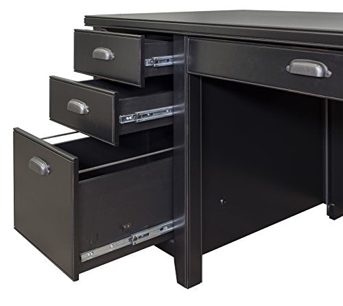 Martin Furniture Tribeca Loft Double Pedestal Computer Desk, Black