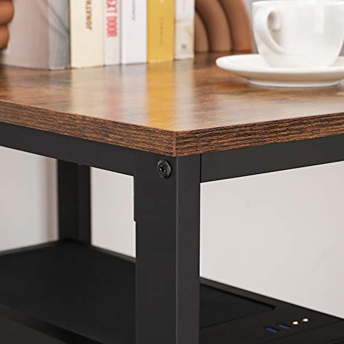 VASAGLE ALINRU Computer Desk, 47.2-Inch Long Home Office Desk for Study, Writing Desk with 2 Shelves on Left or Right, Steel Frame, Industrial, Rustic Brown and Black ULWD47X