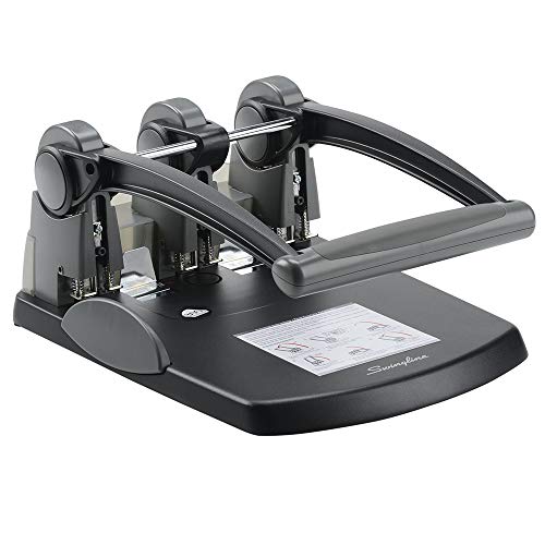 Swingline 3 Hole Punch, Hole Puncher, Extra High Capacity, 300 Sheet Punch Capacity, Fixed Centers, Black (74194)