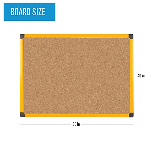 MasterVision Industrial Cork Bulletin / Pin Board, 40 x 60 Inches, Yellow Maya Frame (CA1511721)