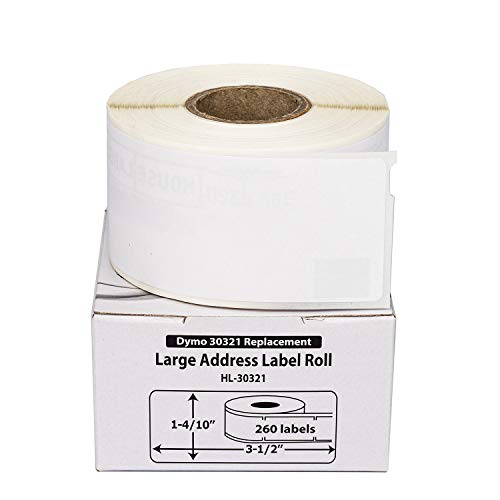 HOUSELABELS Compatible DYMO 30321 Address Labels (1-4/10" x 3-1/2") Compatible with Rollo, DYMO LW Printers, 200 Rolls / 260 Labels per Roll