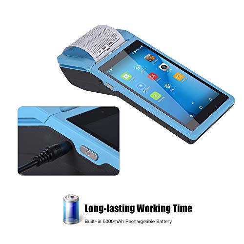 Aibecy1 All in One Handheld PDA Printer Smart POS Terminal Wireless Portable Printers Intelligent Payment Terminal Function BT/WiFi/USB OTG/ 3G Communication, Blue, 3G&1D&NFC&US Plug