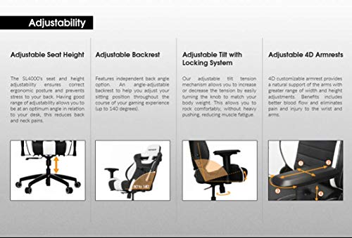 Vertagear Racing Series S-Line SL5000 Gaming Chair, Black/White