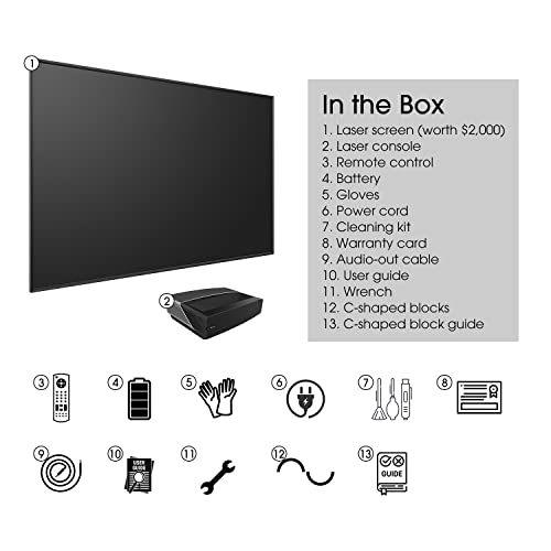 Hisense 120L5G-CINE120A 4K UHD Laser TV with Ultra Short Throw Projector, 120" ALR Screen, Android TV, HDR10, Dolby Atmos, Alexa, Google Assistant