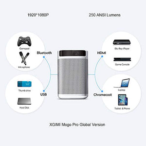XGIMI MoGo Pro Android TV Projector,1080P Full HD Mini Smart Projector,Portable WiFi/Bluetooth Harman/Kardon Speaker,300 ANSI Lumen Indoor/Outdoor Theater Native Android 9.0 Video Projector