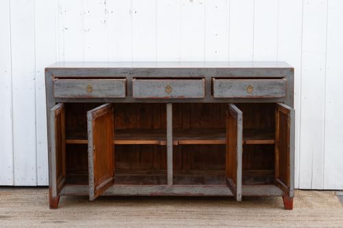 Lschool Gray Shadow Lacquered Asian Credenza