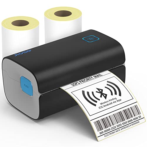 Bluetooth Label Printer and 2X 220pcs Roll Labels, Jiose 4x6 Shipping Thermal Printer for Android/iOS, Commercial Grade, 162mm/s High-Speed Printing