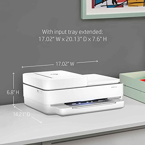 HP Envy 6458e All-in-One Wireless Color Inkjet Printer, Home Office, White - Print Copy Scan - 10 ppm, 4800 x 1200 dpi, Auto 2-Sided Printing, 35-Sheet ADF, Instant Ink Ready, Silmarils Printer Cable