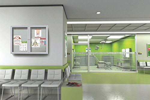 Ghent 48"x72"  3-Door Outdoor Enclosed Vinyl Bulletin Board, Shatter Resistant, with Lock, Satin Aluminum Frame - Caramel (PA34872VX-181), Made in the USA