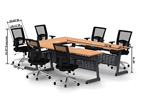 Team Tables Folding Training Seminar Classroom Tables Connect Model 2550 9pc Beech with Industrial Caster Z-Base, Modesty Panel, Shelf, Power + USB Outlet (Seating Included)