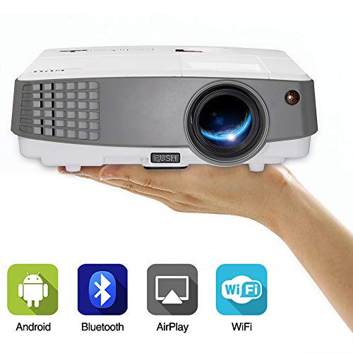 Portable Mini LCD Led Smart WiFi Projector with Bluetooth 2600lumen Multimedia Wireless Home Cinema Projector Support 1080p HD 720P HDMI USB for iPhone TV DVD PC Xbox PS4 Outdoor Gaming Projector