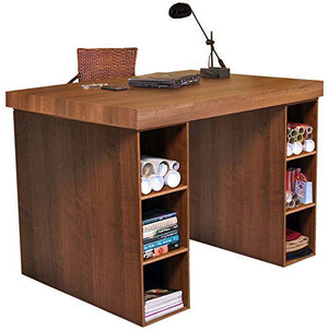 Venture Horizon Project Center Desk with 2-3 Bin Cabinets-Walnut