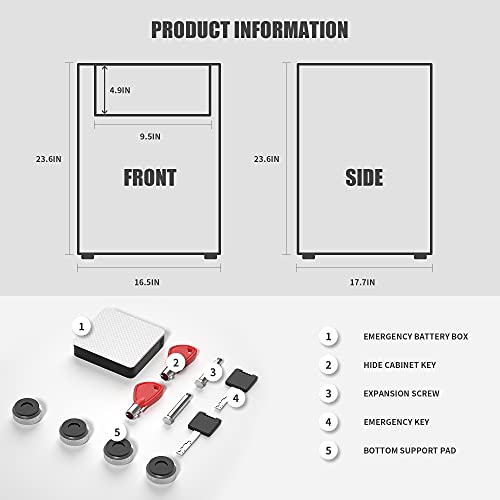 HOLOJOY Biometric Fingerprint Home Safe Box for Money Office Personal Safe with Emergency Key Lock Electronic Keypad Touch Screen Security Money Documents Valuables Safe Box (4 Cubic Feet)