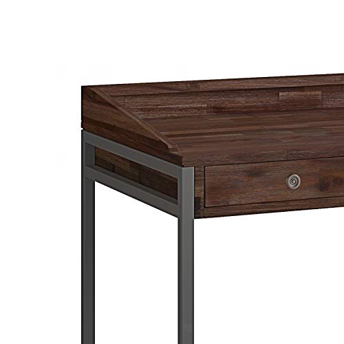 SIMPLIHOME Ralston SOLID WOOD and Metal Modern Industrial 60 inch Wide Home Office Desk, Writing Table, Workstation, Study Table Furniture in Distressed Charcoal Brown with 2 Drawerss