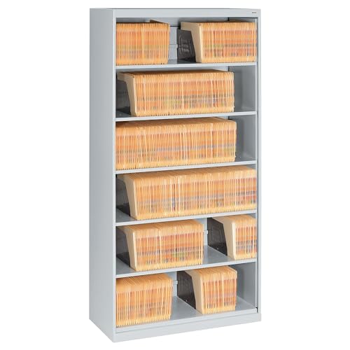 Tennsco Open Fixed Shelf Lateral File, 36" x 16.5" x 75.25", Light Gray
