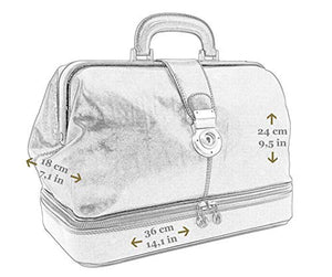Leather Doctor Bag Briefcase Medical Purse Vintage Key Lock Handbag Brown - Time Resistance