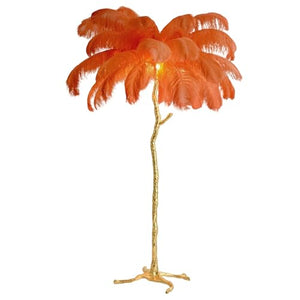 VENIVIDI Orange Ostrich Feather Floor Lamp