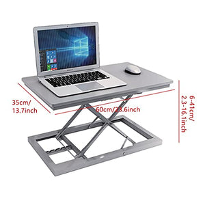 Standing Desk Converter 23.6 Inches Stand Up Desk Riser Height Adjustable Home Office Desk Workstation for Laptop Monitor (Color : White)