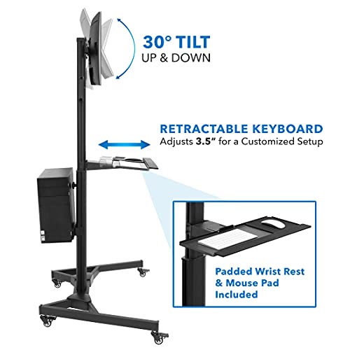 Mount-It! Adjustable Mobile PC Workstation with Single Monitor Mount