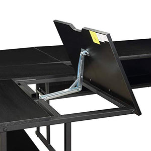 Merax L-Shaped Bottom Bookshelves, Multi-Function Drafting Drawing Table with Tiltable Desktop Desk, 59" L x 67" W x 29.5" H, Black