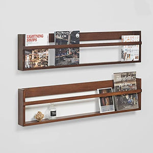 ROYUMI 47" Red-Brown Brochure Holder Rack, Wall Mount Display Stand for Magazines, Books, Newspapers