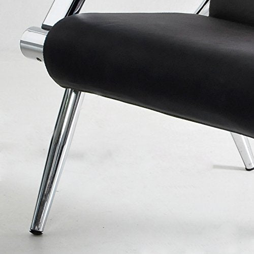 Bestmart INC Modern PU Leather Office Sofa Set, Black, 3-Seat & Single Chair
