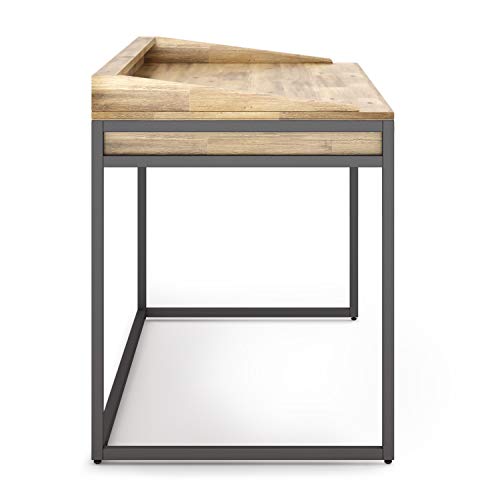 SIMPLIHOME Ralston SOLID WOOD and Metal Modern Industrial 60 inch Wide Home Office Desk, Writing Table, Workstation, Study Table Furniture in Distressed Golden Wheat with 2 Drawerss