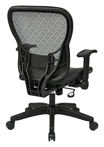 SPACE Seating R2 SpaceGrid Seat and Back, 2-to-1 Synchro Tilt Control, Adjustable Flip Arms, Nylon Base Adjustable Managers Chair, Black